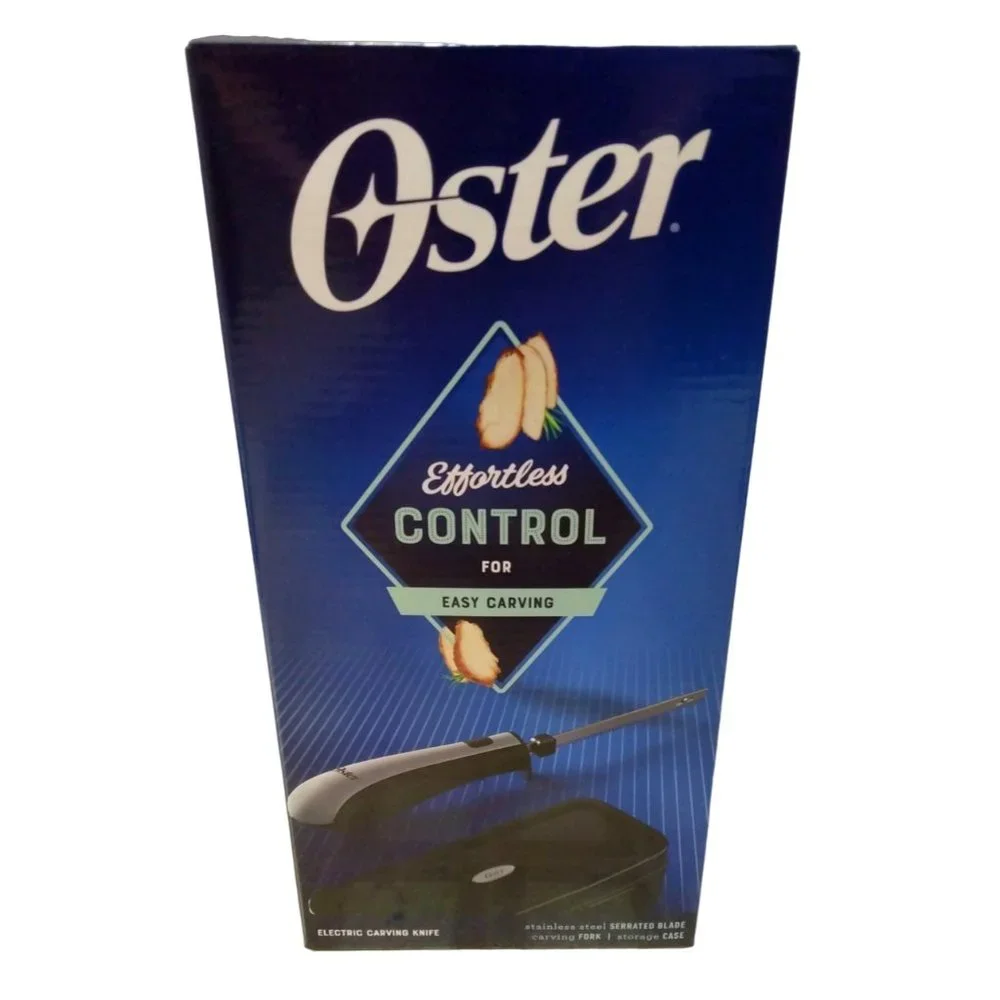 Oster Electric Knife with Carving Fork Storage Case cut Turkey Chicken Ham Bread
